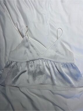 Silky White Spaghetti Strap Sleep Cami